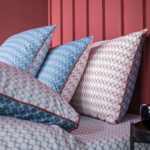 Taie D'oreiller En Percale De Coton 50x75cm Bleu Orage/Blanc