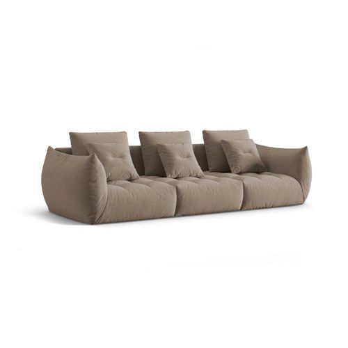 Canapé Modulaire 4 Places En Velours Marron Clair