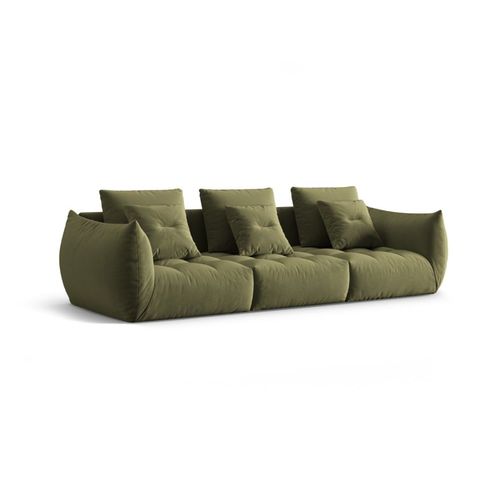 Canapé Modulaire 4 Places En Velours Vert Clair