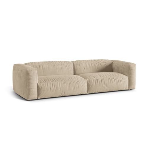 Canapé Modulaire 4 Places En Velours Beige Clair