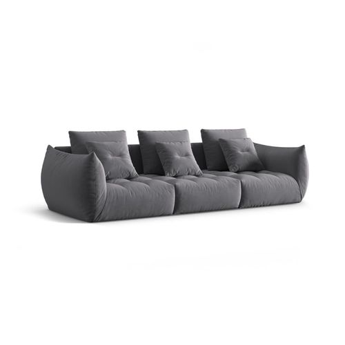 Canapé Modulaire 4 Places En Velours Gris Foncé