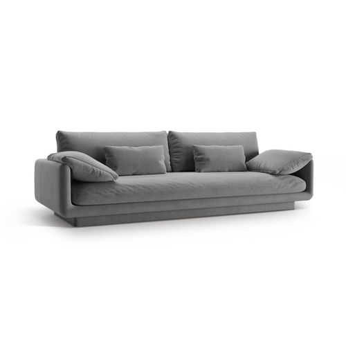 Canapé 4 Places En Velours Gris Clair