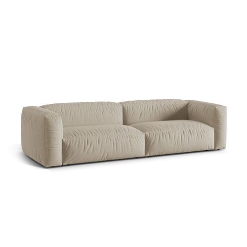 Canapé Modulaire 4 Places En Tissu Structurel Beige Clair