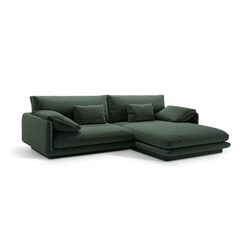 Canapé D'angle Droit 4 Places En Tissu Structurel Vert Mousse