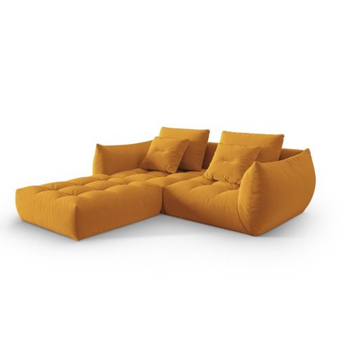 Canapé Modulaire 3 Places En Velours Jaune