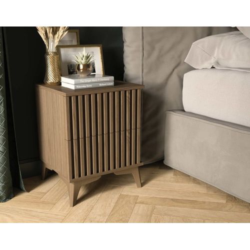 Table De Chevet Contemporain 2 Tiroirs 40 Cm Bois