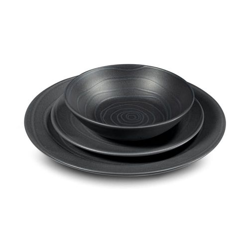 Assiette Plate En Grès Gris