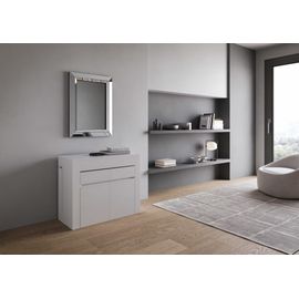 Console Extensible 90x42/302 Cm Effet Bois Frêne Blanc Avec Bancs