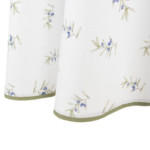 Nappe Ronde 100% Coton Blanc Olives 170cm
