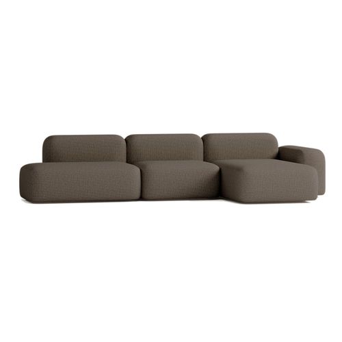 Canapé D'angle Modulable 5 Places En Tissu Marron