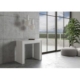 Console Extensible 90x42/302 Cm Effet Bois Frêne Blanc
