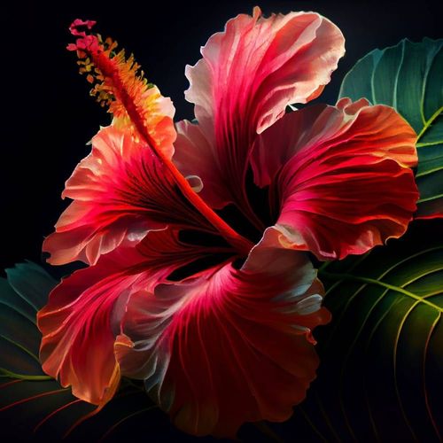 Tableau sur toile hibiscus 65x65