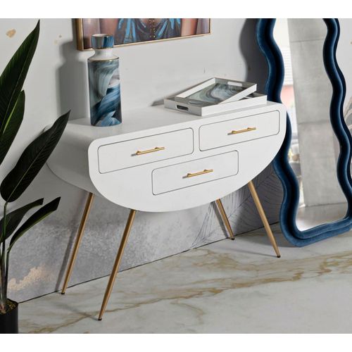 Console En Bois Blanc 110x40x80 Cm