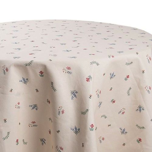 Nappe Ronde 100% Coton Motif Fleurs, Poule Et Coq 170cm