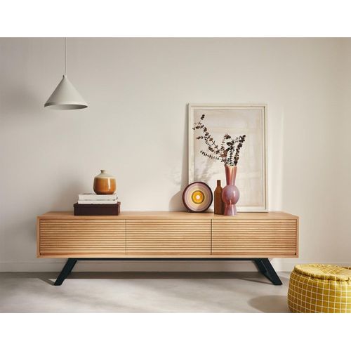 Meuble Tv Style Contemporain 200 Cm Bois / Noir