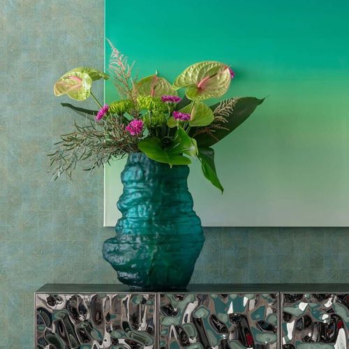 Vase en verre bleu turquoise