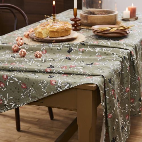 Nappe Imprimée En Métis Kaki 180x300cm