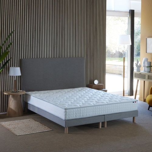Ensemble matelas ressorts sommier gris chine 160x200