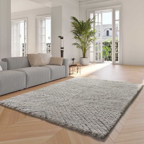 Tapis Shaggy Doux De Style Scandinave Gris Clair, 120x170 Cm