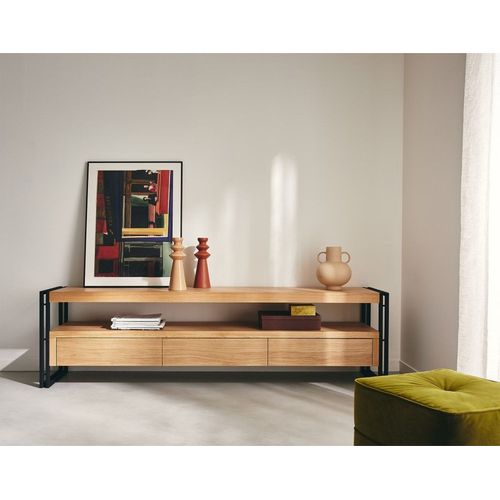 Meuble Tv Style Industriel 200 Cm Bois / Noir