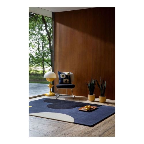 Tapis Floral Design En Laine Bleu 160x230