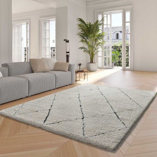 Tapis Shaggy Doux De Style Scandinave Beige, 120x170 Cm