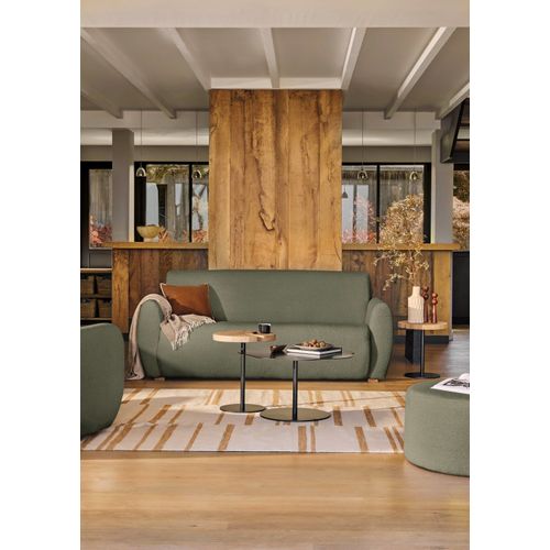 Canapé En Tissu Bouclette Vert Kaki 3 Places