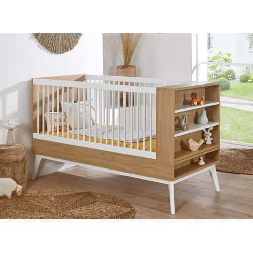 Lit Bébé Évolutif 70x140 Blanc Et Chêne