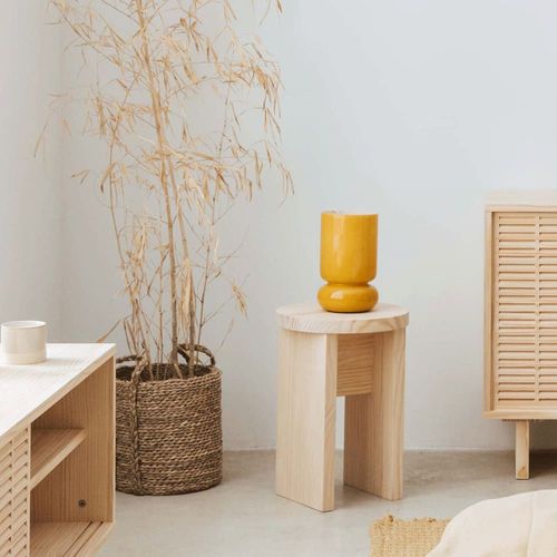 Tabouret Bas En Pin Massif Naturel 42 Cm Non Verni
