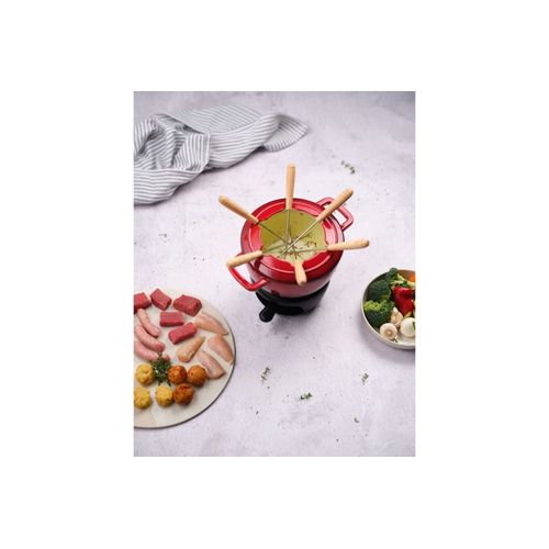 Service À Fondue En Fonte, Rouge, D 18 Cm