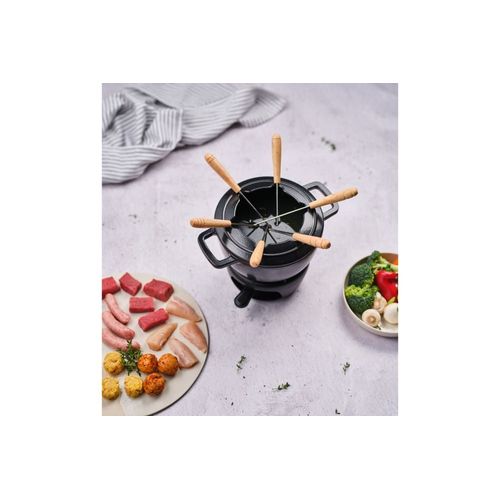 Service À Fondue En Fonte, Noir, D 18 Cm