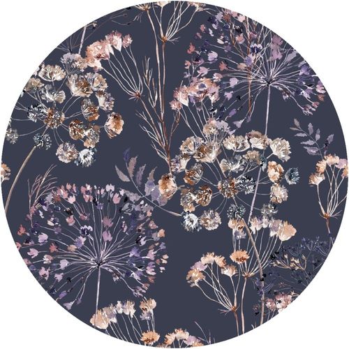 Papier Peint fresque fleurs champêtre vintage aquarelle foncé 90x90cm