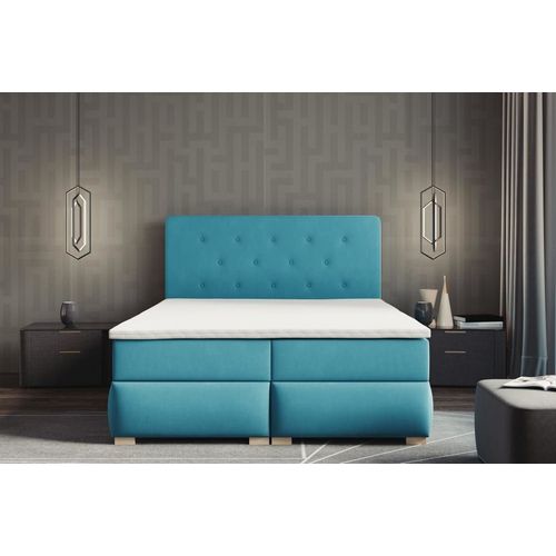 Ensemble sommier et matelas en velours turquoise 180x200