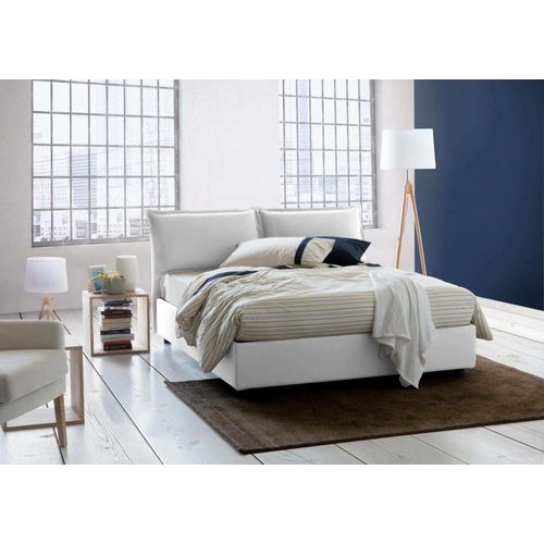 Lit Double En Tissu Blanc 160x190 Cm