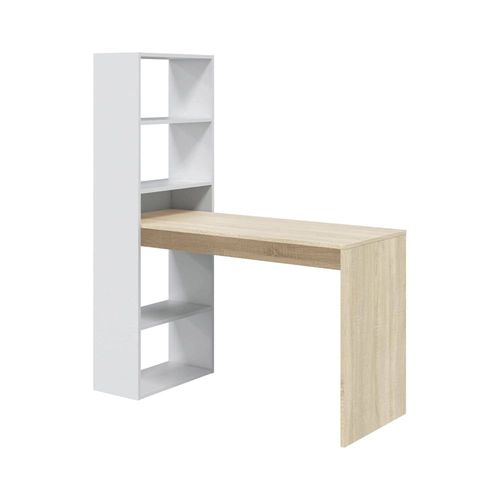 Bureau Effet Bois Beige, Blanc 120x53 Cm