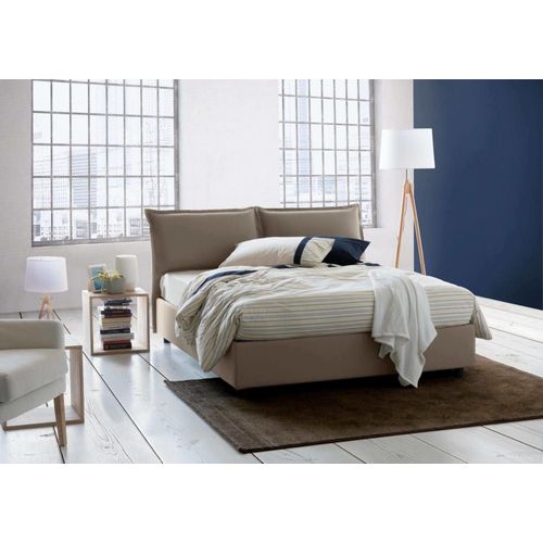 Lit Double En Tissu Tourterelle 160x190 Cm