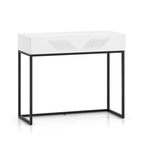Console Coiffeuse 1 Tiroir Mélaminé Blanc
