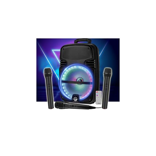 Enceinte DJ sono Karaoké MYDJ MDJ-12 Ring à LEDs RVB 600W 12" USB, Bluetooth, TWS, 3 Micros, Connexion ORDI PC, Soirée Fête
