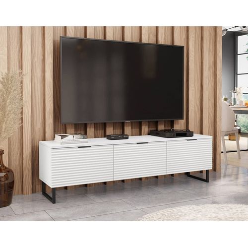 Meuble Tv Style Contemporain 150 Cm Blanc / Noir