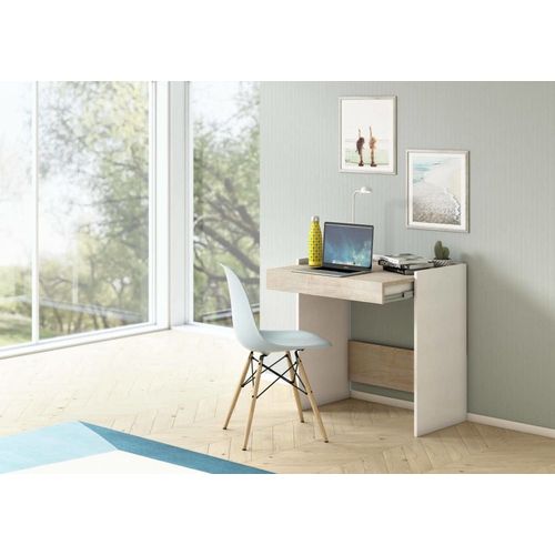 Bureau Effet Bois Blanc, Beige 80x40h79 Cm