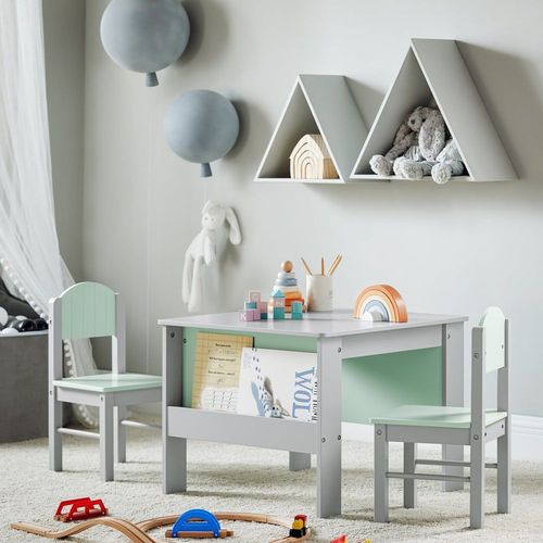 Table Enfant Avec 2 Chaises Enfants Effet Bois Gris