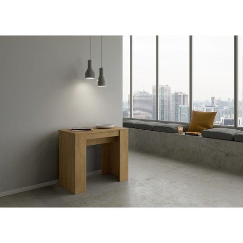 Console Extensible 90x48/204 Cm Effet Bois Chêne Nature