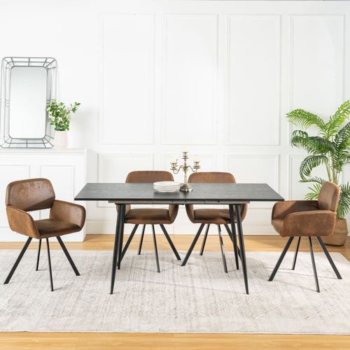 Ensemble Table Extensible Noir Effet Bois 120-160 Et 4 Chaises