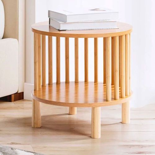 Table D'appoint Ronde Bout De Canapé Bois 40x40x40cm