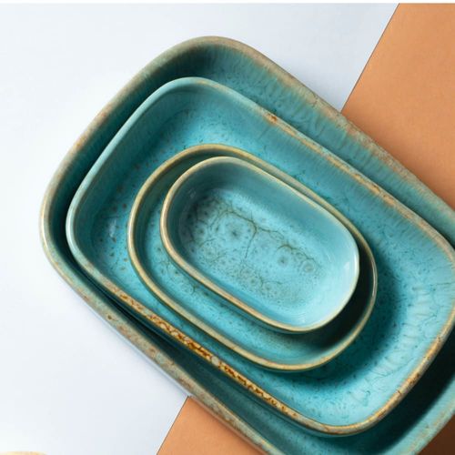 Plat À Four 23x15,5xh4,5cm Bleu