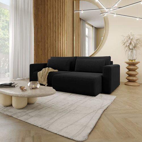 Canapé D'angle Réversible Convertible 3 Places Coffre Bois De Pin Noir