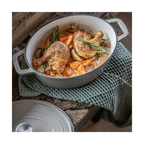 Cocotte Ovale En Fonte Gris