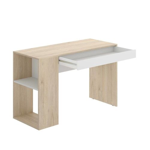Bureau Effet Bois Beige, Blanc 121x50 Cm