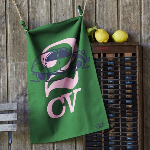 Torchon Imprimé En Coton Vert Foncé 50x75cm