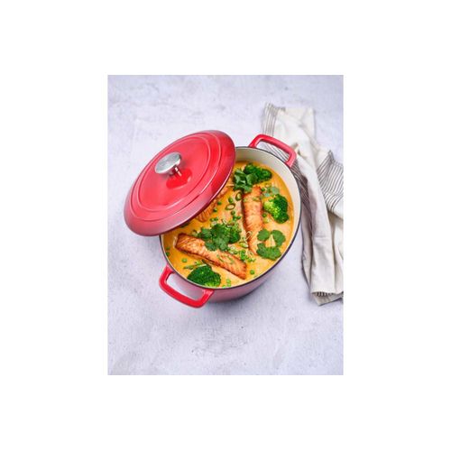 Cocotte Ovale En Fonte, Rouge, 31x24xh12 Cm